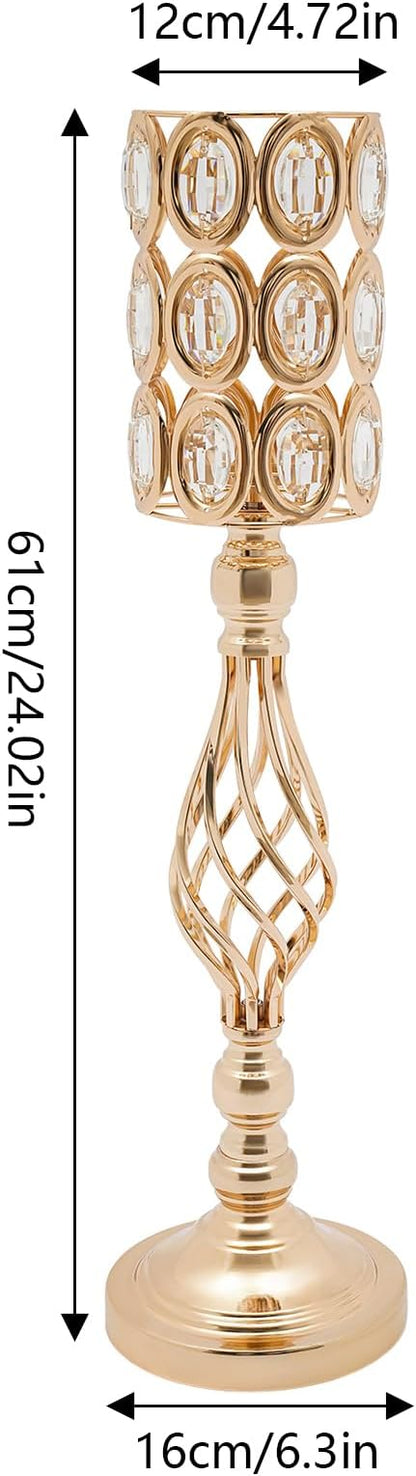 Wedding Centerpieces Gold Vases,10PCS Metal Flower Candle Holder,Wedding Vase for Tables,Crystal Flower Vase Metal Flowers Stand for Party Tables Decorations