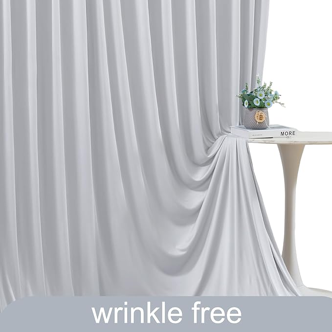 Silver Grey Backdrop Curtain for Parties Wedding Wrinkle Free Silver Grey Photo Curtains Backdrop Drapes Fabric Decoration for Birthday Party Baby Shower 5ft x 7ft,2 Panels