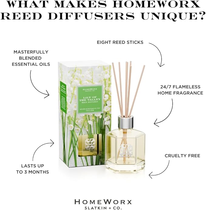 HomeWorx by SLATKIN + CO. Lily of The Valley Reed Stick Diffuser