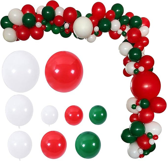 136pcs Red Green White Balloon Garland Arch Kit- 5" 10" 12" 18" Red White Green Balloon for Baby Shower Birthday Christmas Party…