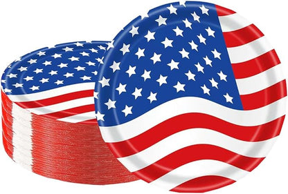 50Pcs USA Flag Paper Plates 7inch American Flag Plates,4th of July Paper Plates,4th of July Themed 4th of July Party Supplies,for Memorial Day,Veterans Day, Independence Day Party Supplies Decor