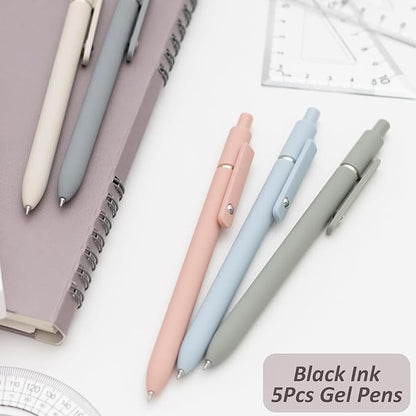 Gel Pens, 5Pcs 0.5mm Fine Point Pens With Smooth Writing, Quick Dry Aesthetic Pens For Journaling, Ballpoint for Office Writing Supplies, Gifts for Women and Men (Morandi)