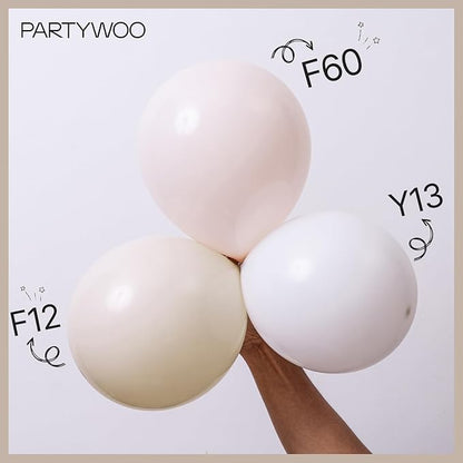 PartyWoo White Sand Balloons 50 pcs 5 Inch Small Mini Beige Cream Ivory Latex Small Mini Balloons for Wedding Bridal Graduation Baby Shower Gender Reveal Safari Birthday Party Decorations White-F12