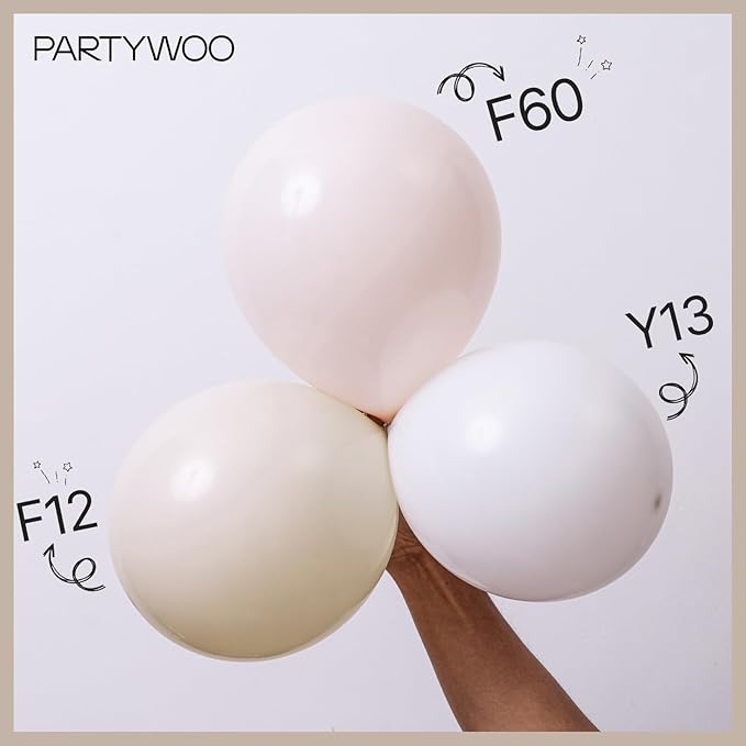 PartyWoo White Balloons 155pcs Different Sizes Pack of 18 12 10 5 Inch Matte White Latex Balloon Arch Kit Garland for Wedding Bridal Graduation Baby Shower Birthday Party Decorations White-Y13
