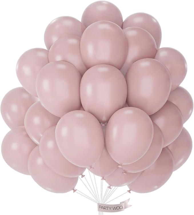 PartyWoo Dusty Pink Balloons 101pcs 12 Inch Boho Blush Lilac Pink Latex Helium Balloons for Princess Birthday Baby Shower Graduation Gender Reveal Anniversary Bachelorette Party Decorations Pink-F54