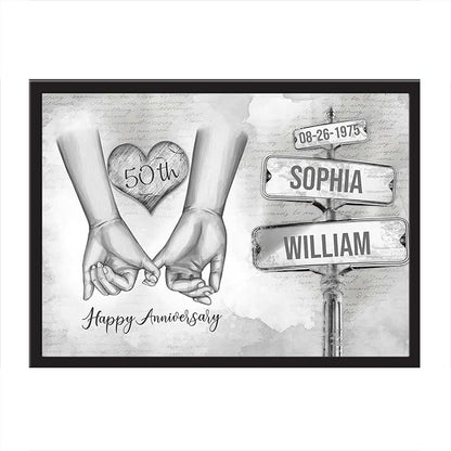 GABITA Personalized Crossroads Street Sign Couple Wall Art, Wedding Anniversary Couple Canvas, Gift for Husband and Wife, Parents, Gift for Christmas, Valentine