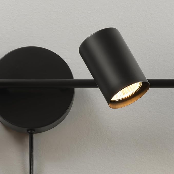 GLOBE Electric 64000119 4-Light Plug-in Track Lighting, Matte Black Finish, Adjustable Heads, Wall or Ceiling Mount, Modern Industrial Design
