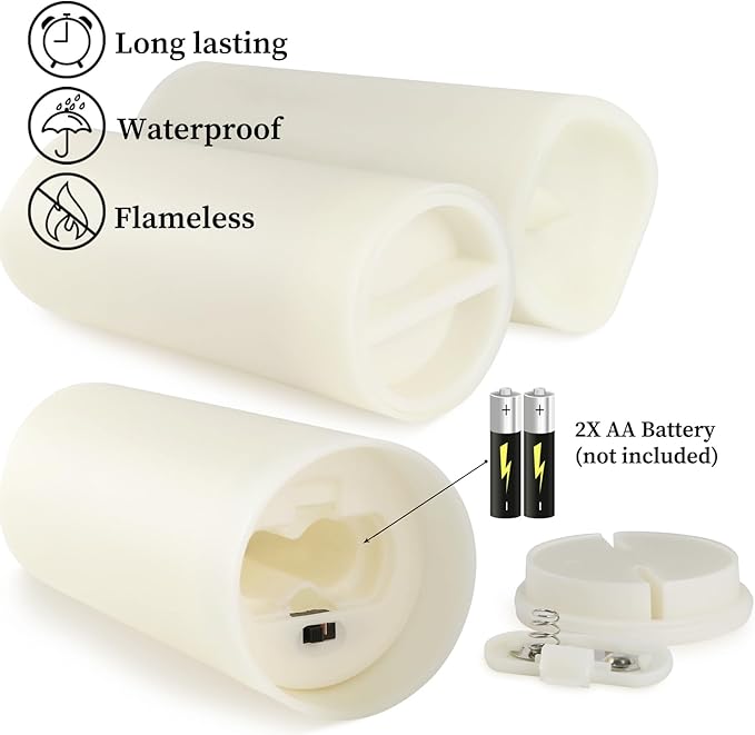144-Pack LED Flameless Flickering Candles with Remote Control and 2/4/6/8 H Timer Led Pillar Candles of Wedding, Table, Halloween,Christmas Decorations and Special Occasions (Three Sizes)