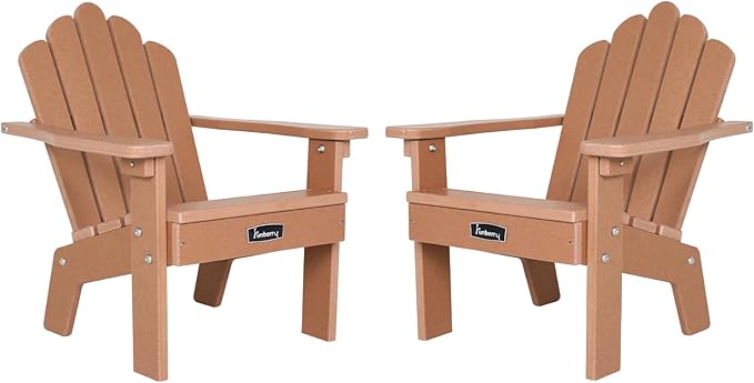 FUNBERRY Kids Outdoor Chair, CPC Certified HDPE Kids Adirondack Chairs Set of 2, All Weather Easy Installation Toddler Outdoor Chair with Ergonomic Design for Patio, Garden, Picnic, Backyard, Beach