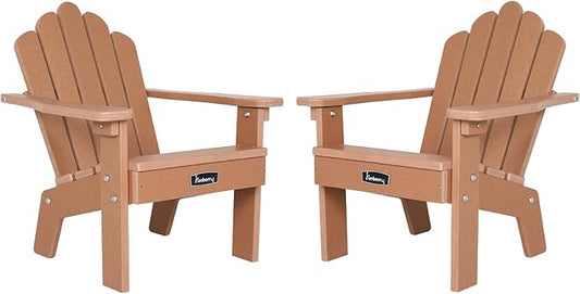 FUNBERRY Kids Outdoor Chair, CPC Certified HDPE Kids Adirondack Chairs Set of 2, All Weather Easy Installation Toddler Outdoor Chair with Ergonomic Design for Patio, Garden, Picnic, Backyard, Beach