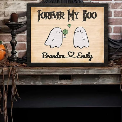 Personalized Forever My Boo Wooden Sign, Ghost Couple Gift, Wedding Halloween Decorations, Cute Boo Custom Names For Couples Sign, Gothic Decor, Valentines Birthday Gift for Boyfriend or Girlfriend 5
