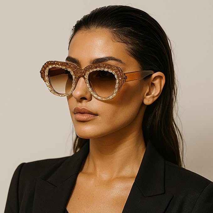 bullabulling Vintage Pilot Rhinestone Sunglasses Women Fashion Diamond bling party Sun Glasses Crystal Shades UV400