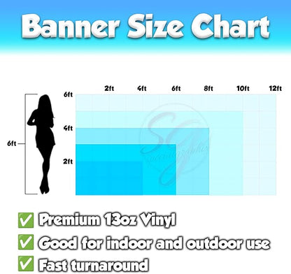 Custom Design - Any Size Vinyl Banner - Full Color - Made in USA - Business, Storefront, Birthday Party, Graduation, Outdoor Events, Garage, Shop, Baby Shower, Backdrop - Fast Turnaround (5' x 15')