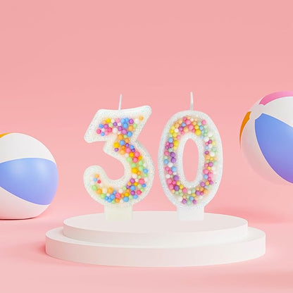 30th Birthday Candle for Cake, Colorful Macaron Numeral Candles for Women/Girl, Theme Birthday Party Cake Decorations, Cake Topper for Birthday Party Supplies (Number 30)