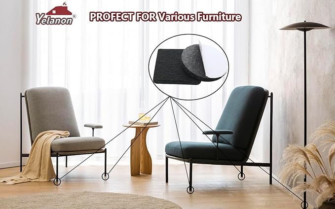 Yelanon Felt Furniture Pads -182 Pcs Premium Felt Pads for Chair Legs Furniture, Floor Protectors for Hardwood Floors,Black & Beige