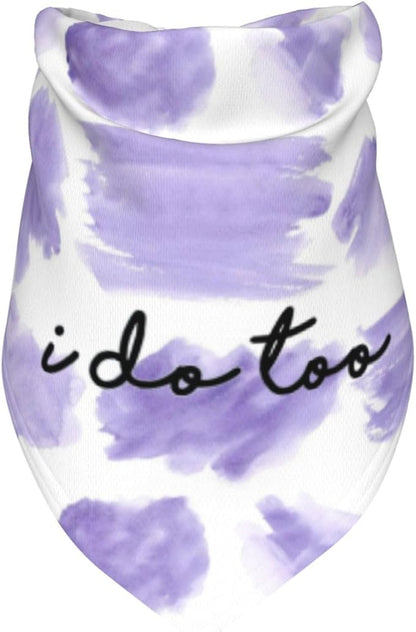 I Do Too Dog Wedding Bandana,Married Puppy Pet Bandanas Accessories,Wedding Photo Prop for Dog Lover Pet Scarf Accessories (Purple Color Block)