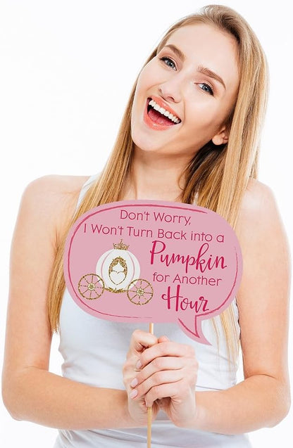 Big Dot of Happiness Funny Little Princess Crown - Pink and Gold Princess Baby Shower or Birthday Party Photo Booth Props Kit - 10 Piece