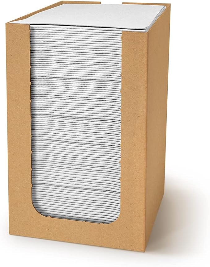 PAW - 100-Pack Disposable Linen-Feel Cocktail Napkins 4" x 4", White Premium Paper Desert Napkins for Parties, Events, Elegant Cloth-Like Beverage Napkins For Bars, Restaurants, Catereres