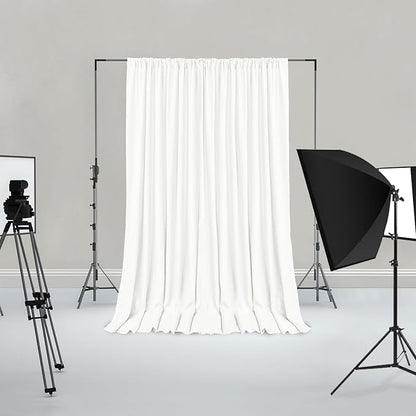 Hiasan Ivory Backdrop Curtains for Parties, Polyester Photography Backdrop Drapes for Family Gatherings, Wedding Decorations, 5ftx7ft, Set of 2 Panels