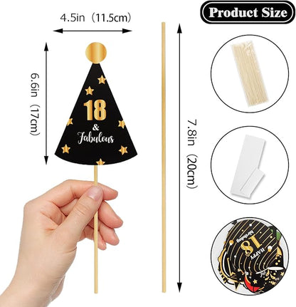 LINGTEER Happy 18th Birthday Party Photo Booth Props,Cheers to 18th Birthday Eighteen Years Old Bday Party Centerpieces Props Decorations Sign.