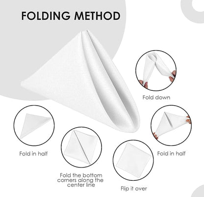 White Cloth Napkins Bulk (Pack of 24) - 100% Polyester Dinner Linen Napkins Cloth Washable & Reusable - Durable with Hemmed Edges - Ideal for Parties and Weddings (17x17 Inches)