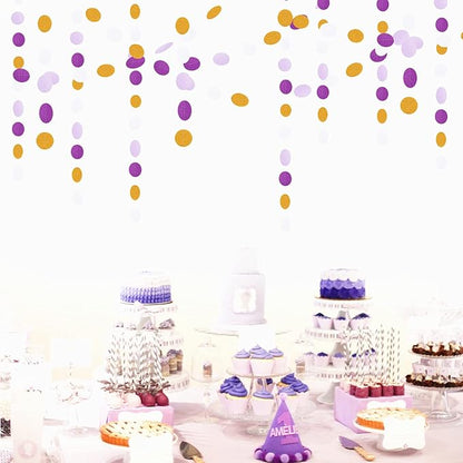 White Purple-Gold Party-Decorations Paper Garland - 52ft Glitter Hanging Streamer Banner,Graduation 2025 Mothers Decor Wedding Baby Shower Birthday Backdrop Bunting Lasting Surprise