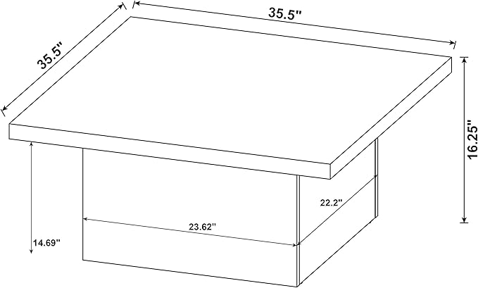 Coaster Home Furnishings - Devar - Wood - Square Coffee Table with Plinth Base, Geometric Design and Contemporary Style - Living Room - Black - 706408