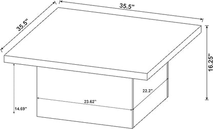 Coaster Home Furnishings - Devar - Wood - Square Coffee Table with Plinth Base, Geometric Design and Contemporary Style - Living Room - Black - 706408