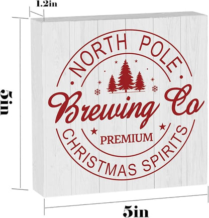 North Pole Decor Christmas Decorations for Home Christmas Decor for Kitchen Room Farmhouse Merry Xmas Decorations Table 5 x 5 Inches