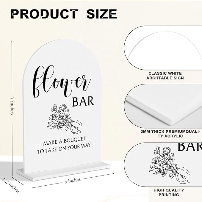 Flower Bar Sign Bloom Bar Sign Make A Bouquet To Take On Your Way Tabke Signs for Wedding Engagement Bridal Shower Ceremony Reception Event Party Acrylic Decor