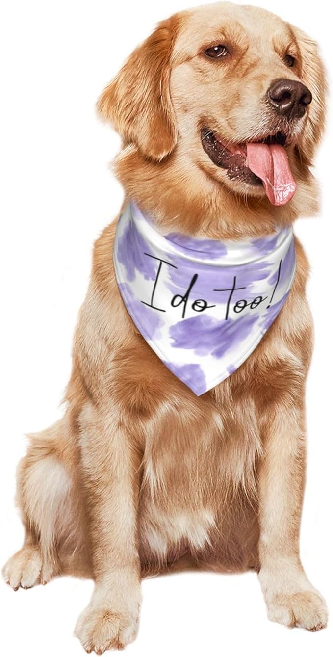 I Do Too Dog Wedding Bandana,Wedding Photo Prop for Dog Lover Pet Scarf AccessoriesMarried Puppy Pet Bandanas Engagement Announcement Gifts (Purple Color Block)