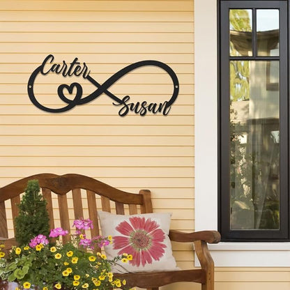 Personalized Home Decoration Metal Couples Name Sign,Heart Metal Love Plaques Wall Art,Valentine's Day Wedding gift bedroom decoration hangings Family Décor