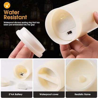Flameless Candles with Remote & 2/4/6/8H Timers, Outdoor Indoor Waterproof Remote Candles Battery Operated, Electric Led Candles 12pcs for Home/Wedding Decor (D 2.2'' x H 4'' 5'' 6'' 7'')