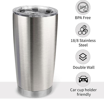 20oz Stainless Steel Tumbler Bulk with Lid, Travel Mug - Double Wall Vacuum Powder Coated Cup - Stainless steel, 6 Pack