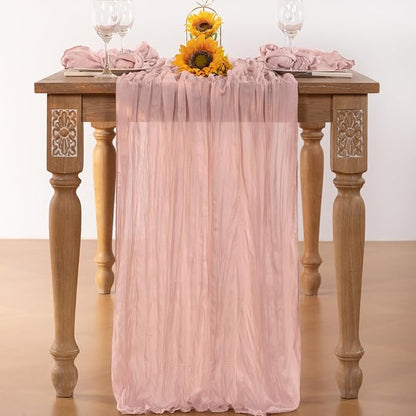 Pink Cheesecloth Table Runner 6 Pack Christmas Table Runners Boho Gauze 120 Inches Light Pink Cheese Cloth Table Decor for Xmas Holiday Season Wedding Bridal Girl Baby Shower Sweet 16 Party