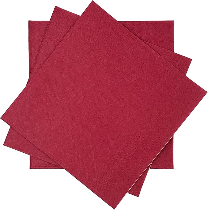 Rose Red Cocktail Napkins 5 * 5inch disposable Beverage Napkin paper for Cocktail, Wedding, Dinner，Birthday Party Dessert Wine Paper Napkins（ 120 Count）