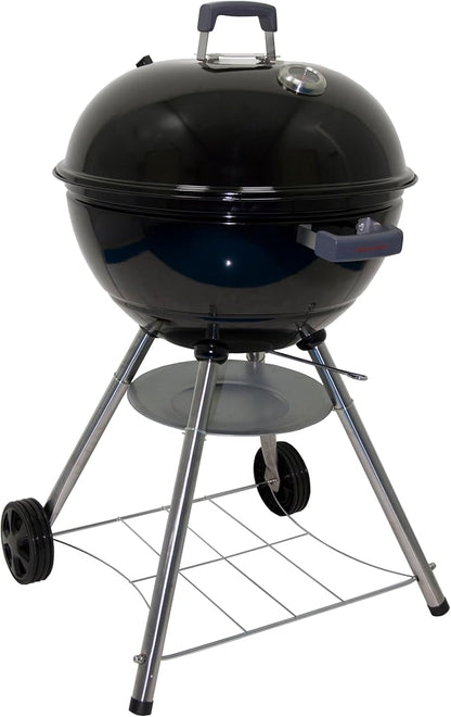 Megamaster 22" Deluxe Charcoal Barbecue Grill with Adjustable Air Vent, Built-In Temperature Gauge, 368 SQ. In Cooking Area, Storage Rack, Portable Grill for Camping, Picnics, and More - 810-23003