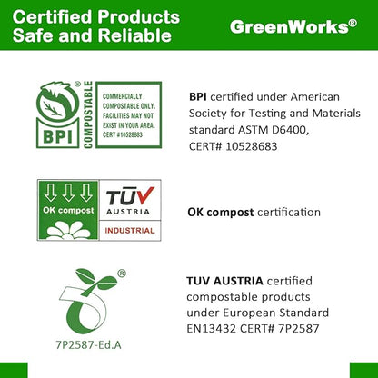 GreenWorks 7" Heavy-duty Compostable Cutlery Kits, BPI Certified, 200 Sets (Fork, Spoon,Knife,Napkin 4 in 1) Individually Wrapped With Compostable Bags，Alternative to Plastic Disposable Utensils