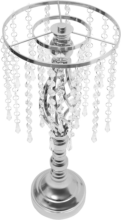 Wedding Centerpieces Gold Vases,10PCS Metal Flower Candle Holder with Sparkling Crystal Beads,Crystal Flower Vase Metal Flowers Stand for Party Tables Decorations (Sliver-10PCS-14CM)