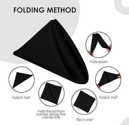 Black Cloth Napkins Bulk (Pack of 24) - 100% Polyester Dinner Linen Napkins Cloth Washable & Reusable - Durable with Hemmed Edges - Ideal for Parties and Weddings (17x17 Inches)