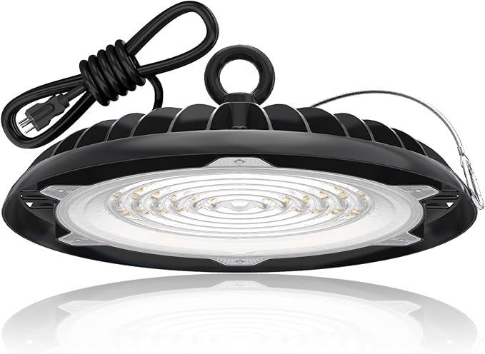 HYPERLITE High Bay Lights Commercial: 200W Hi Bay LED Shop Lights for Workshop - Waterproof UFO Light for Damp Places and Harsh Environments