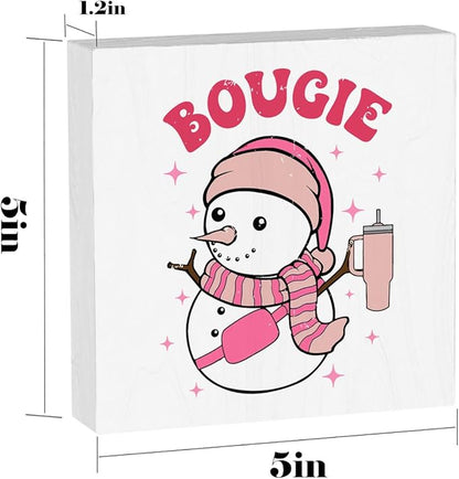 Pink Christmas Decorations for Home Christmas Snowman Decor for Room Snowman Decor for Office Table Merry Xmas Decorations 5 x 5 Inches