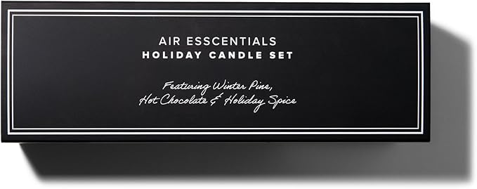 Air Esscentials Holiday Candle Set - Luxurious Winter Scented Candles | Winter Pine, Holiday Spice & Hot Chocolate | Hand-Poured in The USA | 15 Hour Burn Time per Candle | 5 oz (3 Pack)