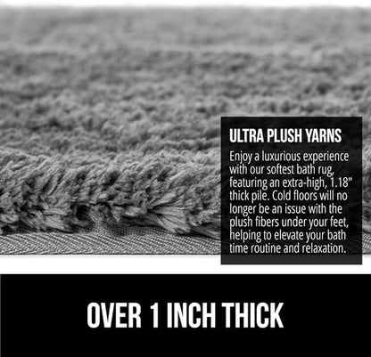 GORILLA GRIP Bathroom Rugs, 30x20, Ultra Soft Absorbent Mat, Thick Plush Bath Rug, Machine Washable, Microfiber Quick Dry, Mats for Shower, Bathtub and Floor, Home Decor Accessories, Grey