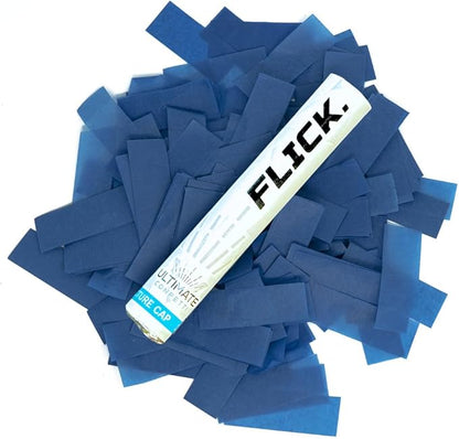 Ultimate Confetti Flick Stick Launchers - Handheld 6" Confetti-Launcher Wand, Flick to Launch Biodegradable Tissue Confetti (Dark Blue, 8 Confeti Launcher Tubes, 2 Handful of Confettis per Wand 1.5oz)