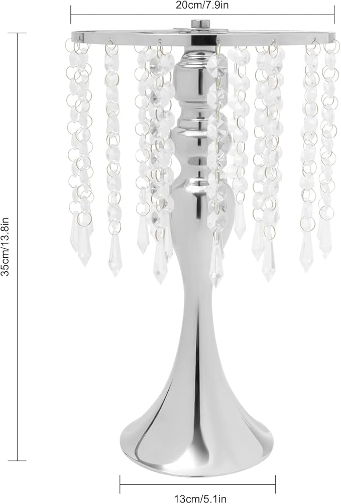 10 Pcs Crystal Flower Wedding Centerpieces Stand,Elegant Metal Flower Vase Candelabra Candle Holder,Flower Vase Stand Pillar Candle Holder for Party Wedding Reception, Siliver, AL-297
