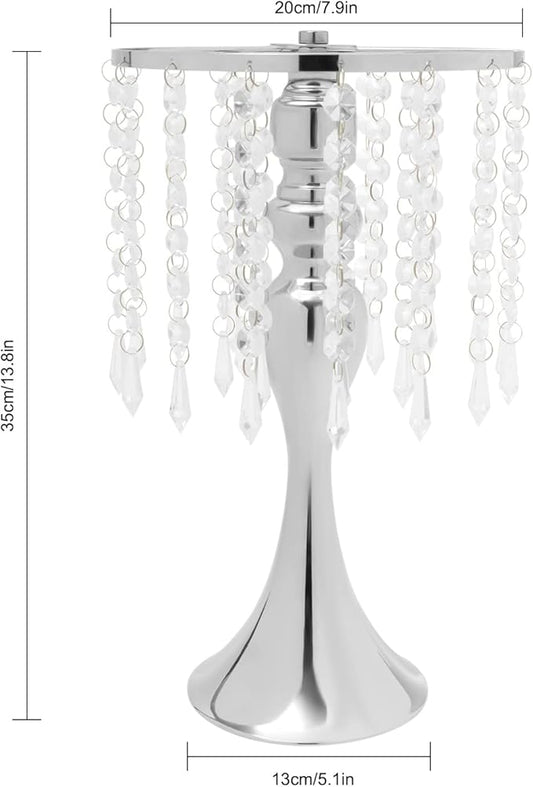 10 Pcs Crystal Flower Wedding Centerpieces Stand,Elegant Metal Flower Vase Candelabra Candle Holder,Flower Vase Stand Pillar Candle Holder for Party Wedding Reception, Siliver, AL-297