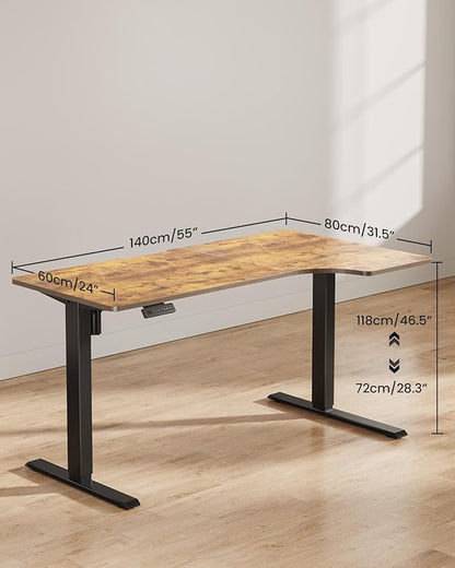 FEZIBO L Shaped Electric Corner Standing Desk, 55×32 inch Home Office & Computer Height Adjustable Table with 4 Memory Height Settings, Ergonomic Sit and Stand desk with Splice Board, Rustic Brown Top