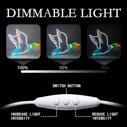 Lucunstar Goose Neon Sign Animal Neon Signs for Wall Decor White LED Light for Party Decorations USB Connectivity Adjustable Brightness Light Sign for Home Wall Bedroom Decor Goose Birthday Decor