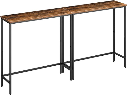 HOOBRO 2 Pack Narrow Console Table, 29.5" Small Entryway Table, Thin Long Sofa Side Display Table, for Hallway, Bedroom, Living Room, Foyer, Rustic Brown and Black BF75XGP201